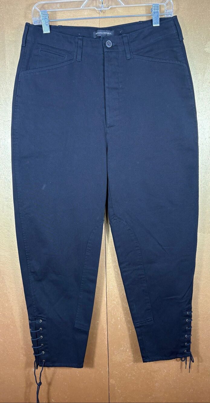 Banana Republic Women's The Riding Pant in Black Lace Up Ankles Size 8